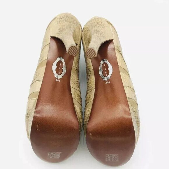 Elie Tahari Womens Shoes US 10.5/EU 40.5 Leather Ankle Heel Snake Print Platform - Picture 10 of 12